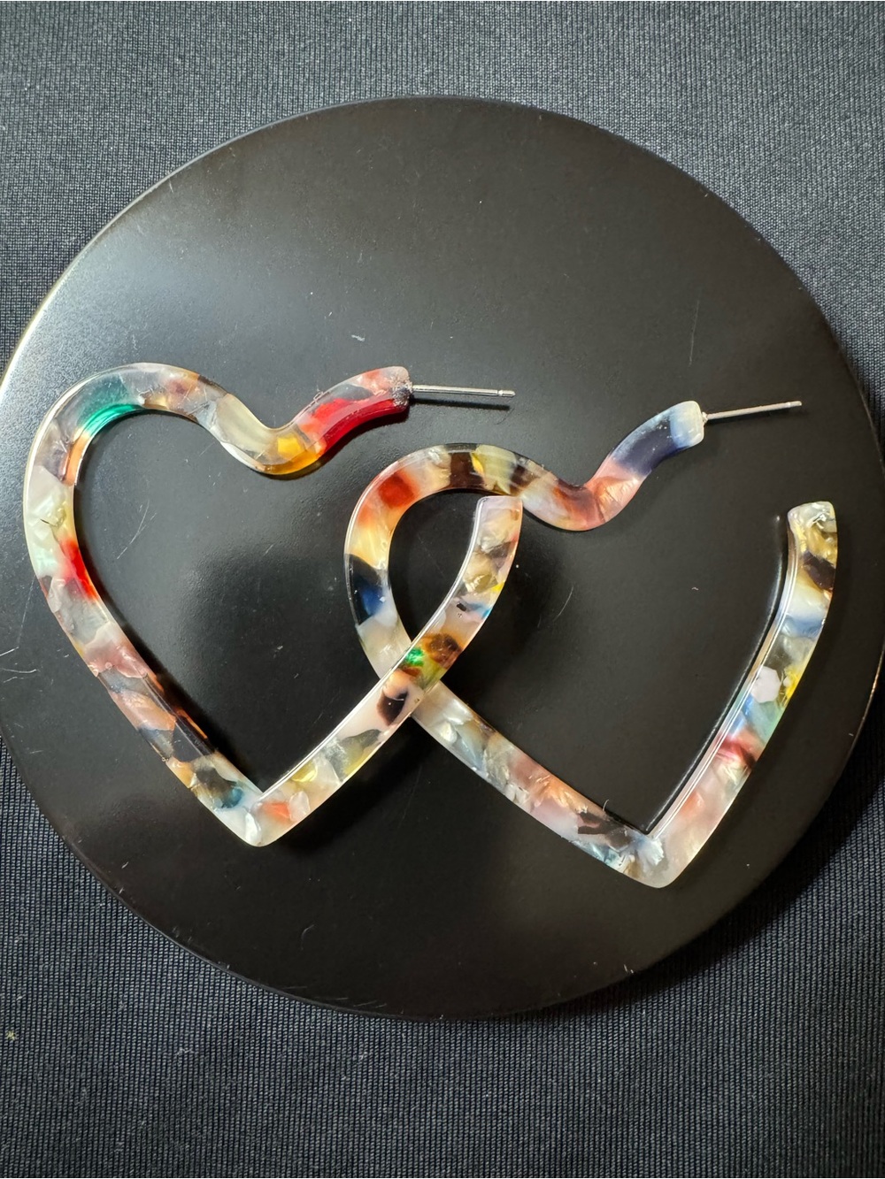 Rad Marbled Acrylic Heart Earrings